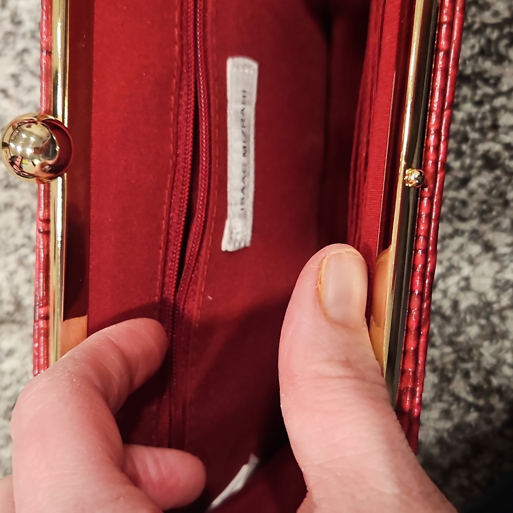 Isaac Mizrahi Red Crocodile-Embossed Clutch - Picture 4 of 12